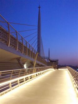 A view approaching the station on the bridge.