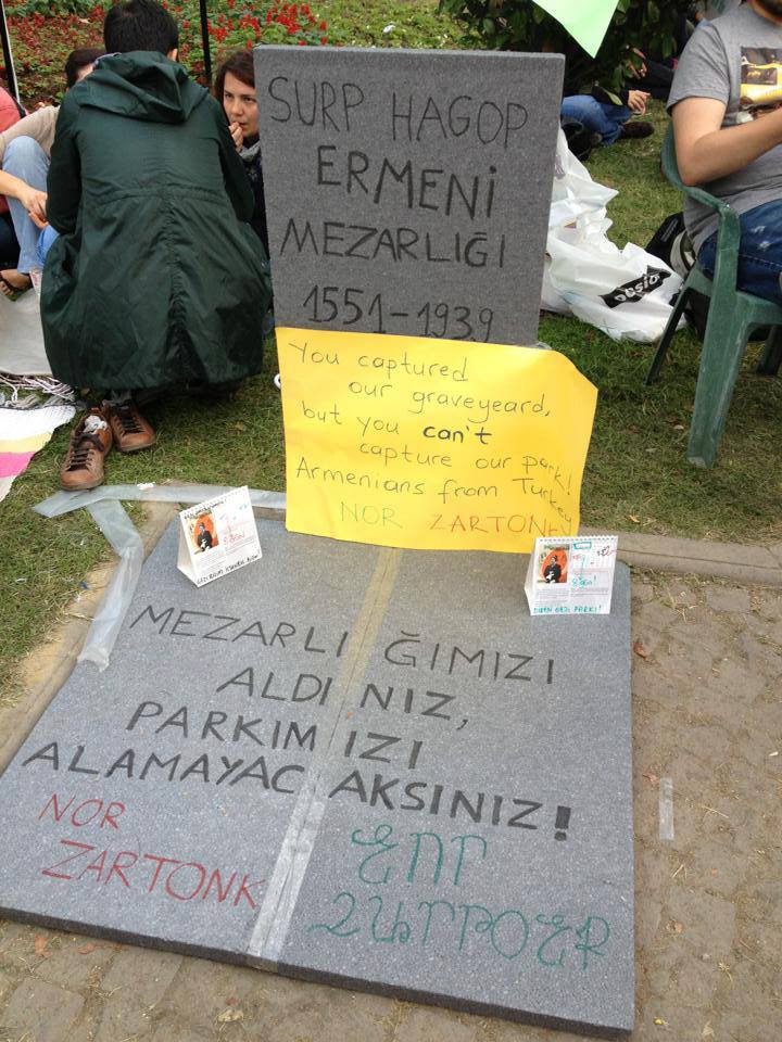 Gezi Park Armenian cemetery sign