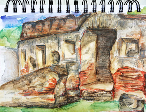Las Capuchinas Pt. 2: Water color plus Prismacolor.
