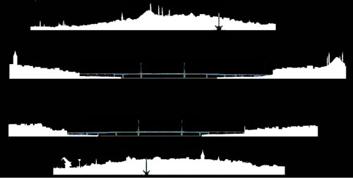 Profiles of the new Metro Bridge across Istanbul's Golden Horn