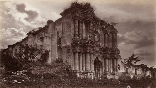 View of the church of El Carmen after 1874 earthquake, Antigua 1875.