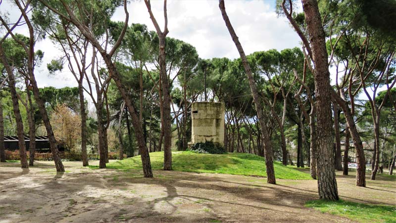 bunker on grassy hill surrounded by trees