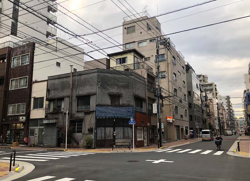 intersection with eclectic mix of buildings