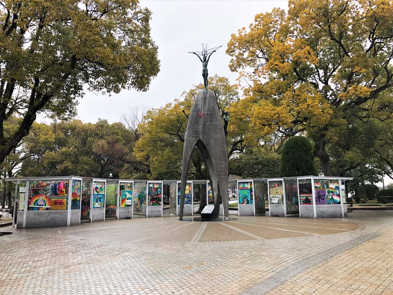 metal sculpture in plaza