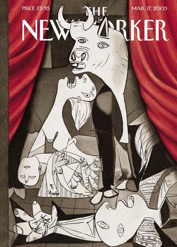 New Yorker cover with elements of Guernica