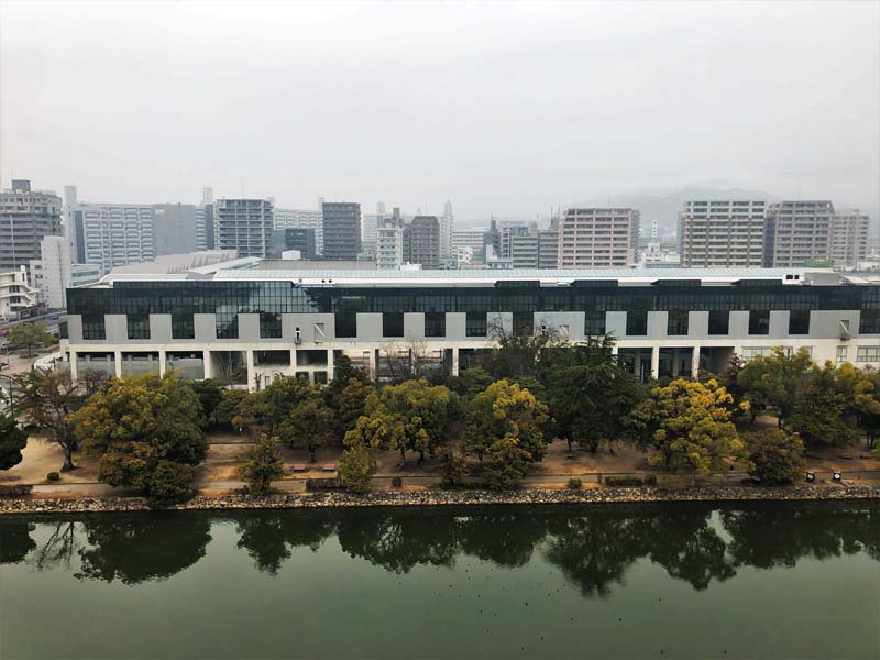 building along river