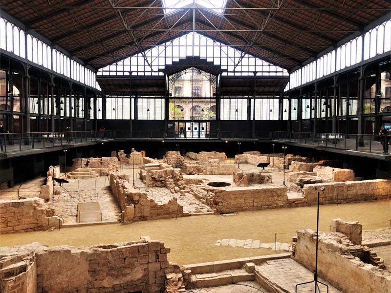 archaeological ruins inside market building