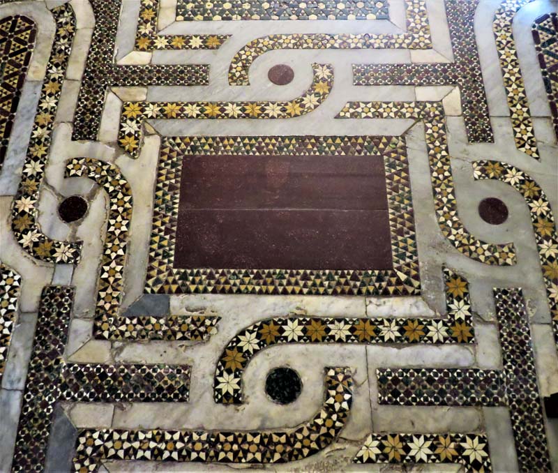 decorative mosaics inlaid in floor