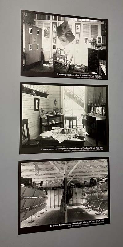 three black and white photographs displayed on a wall