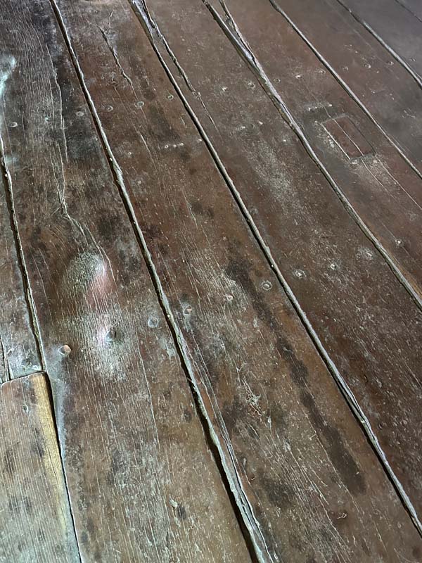 closeup of worn wooden floor boards