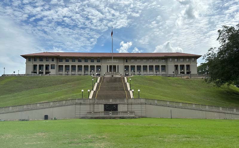 stairway leading up to a building on hill