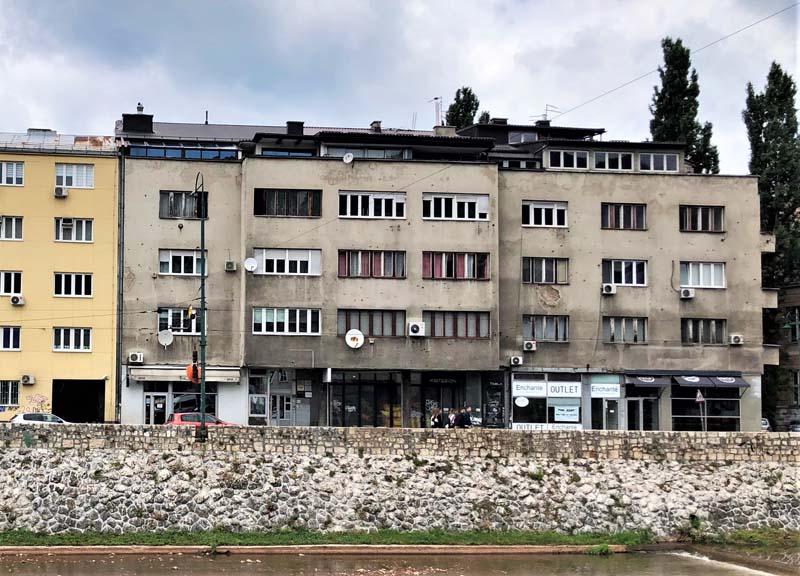 building facade with storefronts