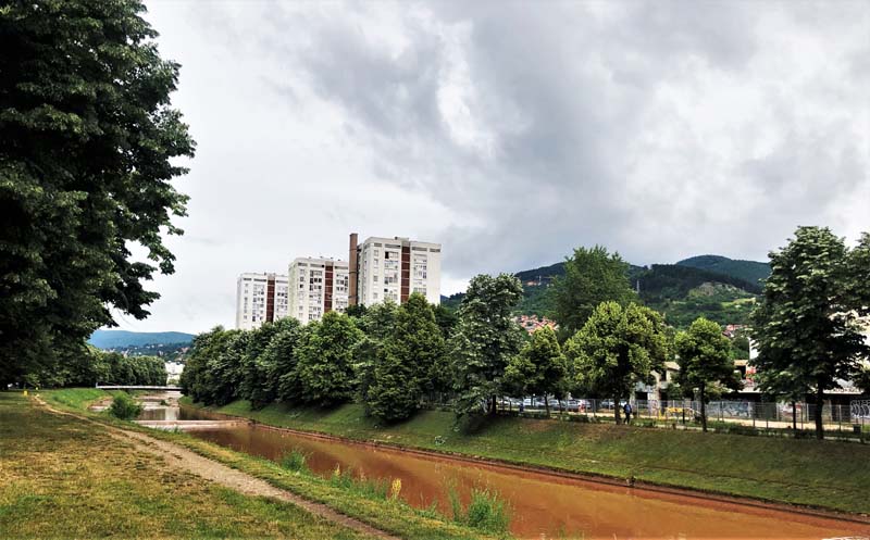 canal and high-rise buildings