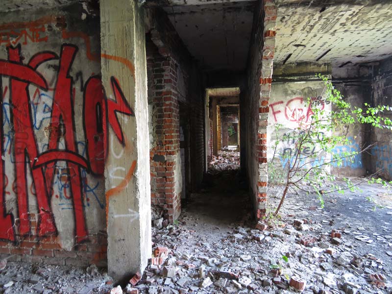 abandoned building covered in graffiti