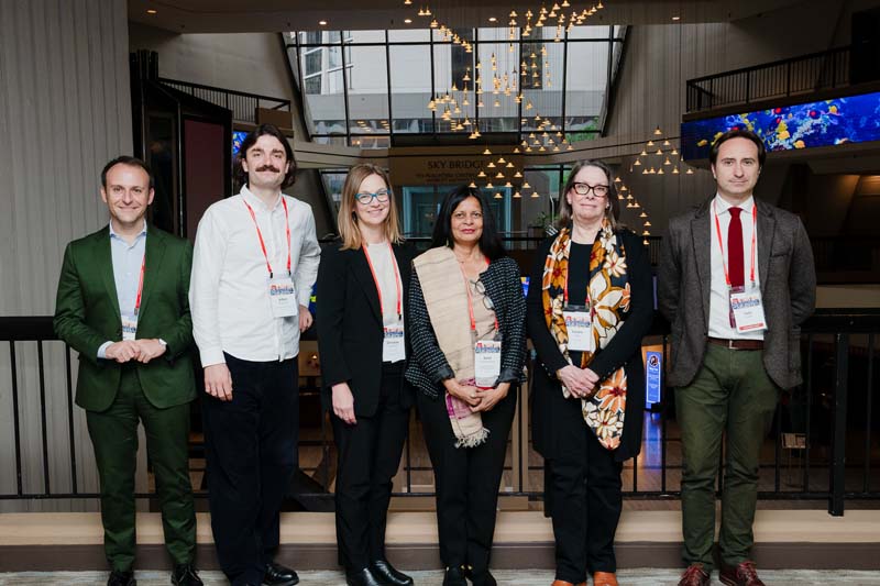 Pictured from right to left: Javier Ors Austin, Adam Przywara, Christina E. Crawford, Swati Chattopahyay, Yvonne Elet, Luca Guido.