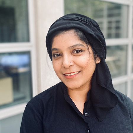 Woman with black scarf