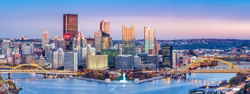 Pittsburgh skyline at dusk