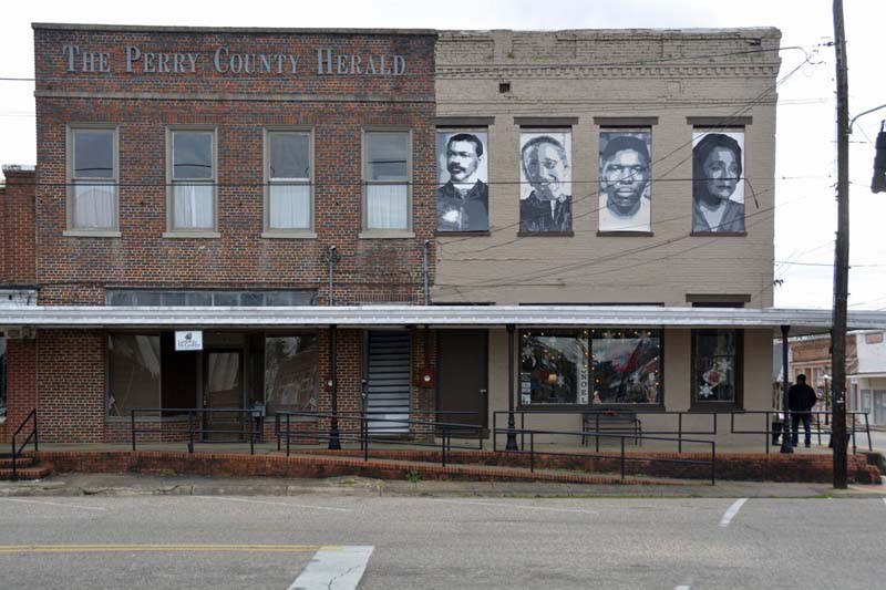 two-story brick building