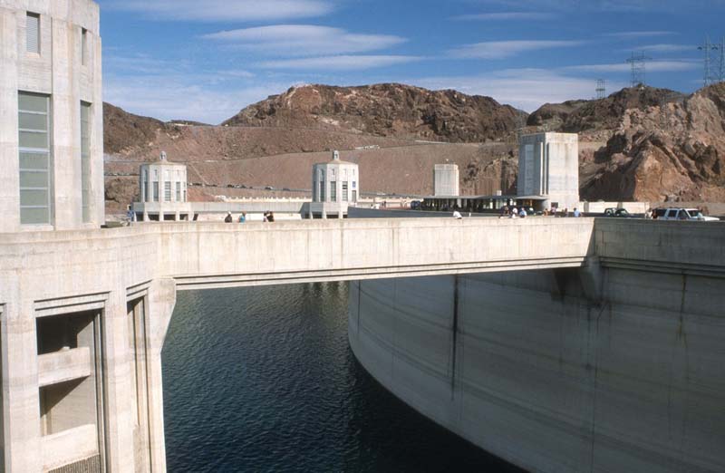 Hoover Dam intake tower and bridge