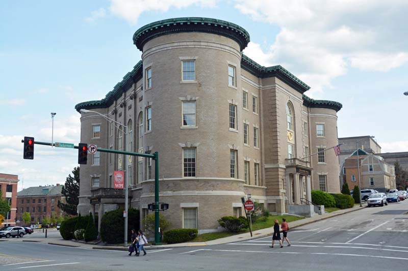 four-story building at corner of intersection