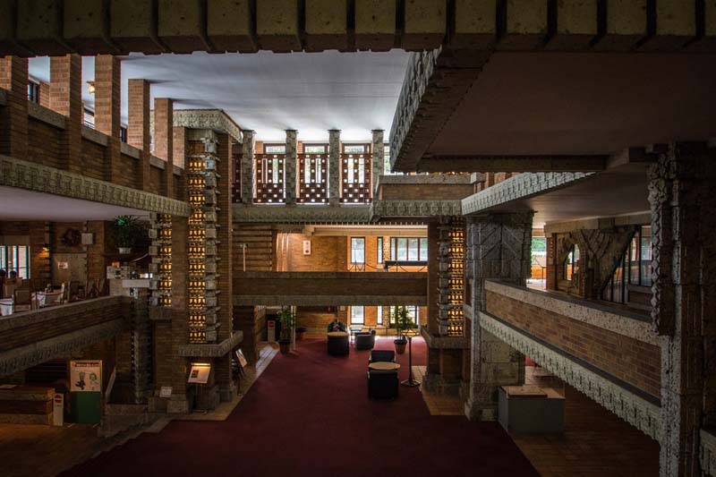 Imperial Hotel a three-level interior courtyard lobby