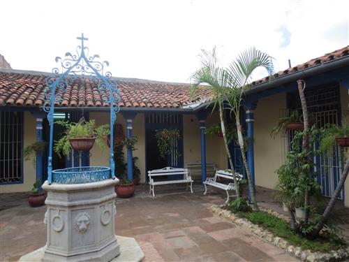 A large cistern exists underneath this patio